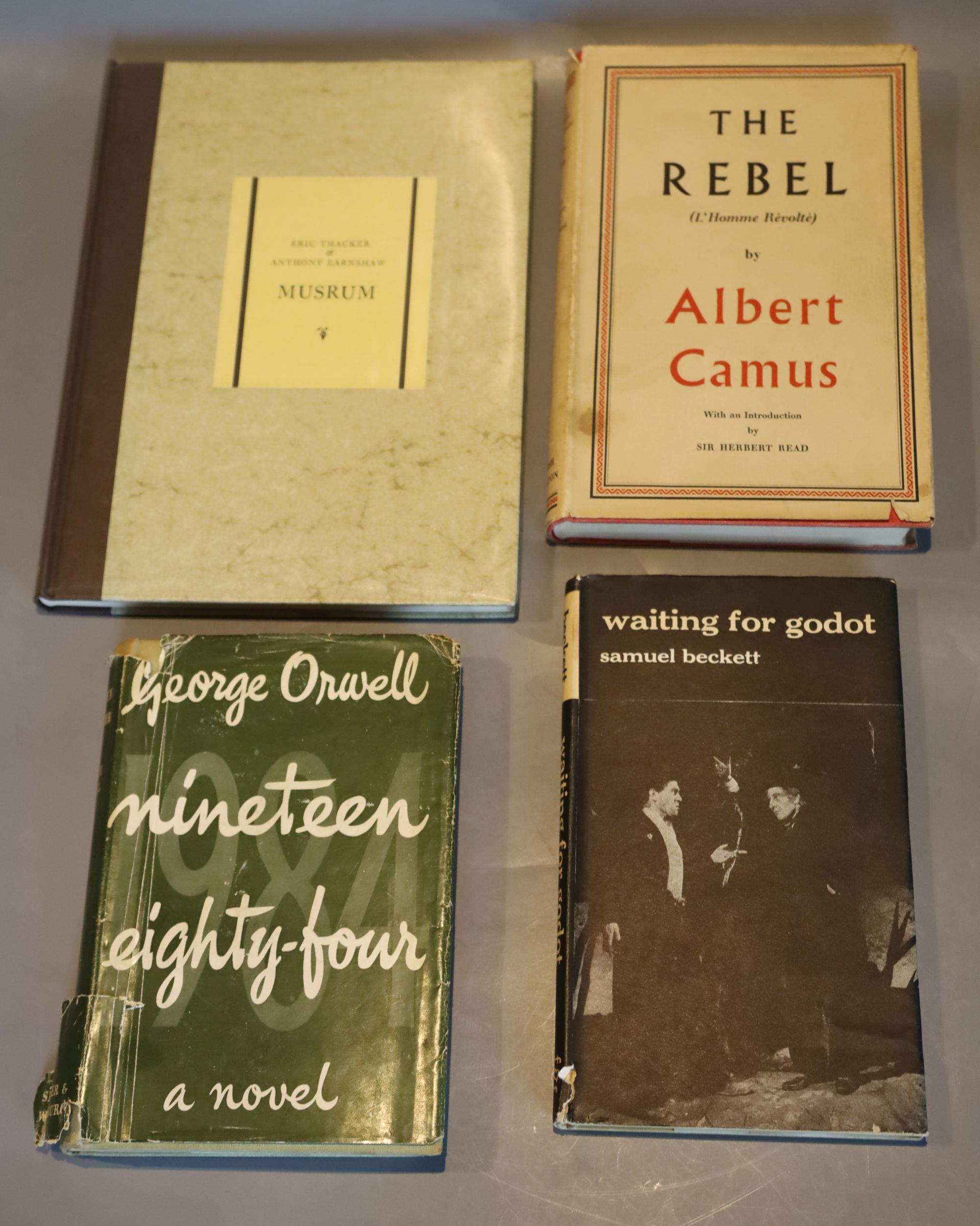 Orwell, George - Nineteen Eighty-Four, 8vo, cloth in ragged d.j., Secker and Warburg, 1950: Camus, Albert - The Rebel, 1st English edit